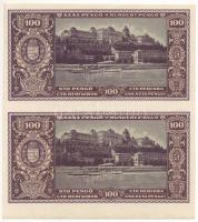 1945. 100P (2x) elő-és hátoldali fázisnyomat kettős ívben T:XF /
Hungary 1945. 100 Pengő (2x) obver...