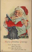 Christmas Santa decorated with ribbon litho Emb.