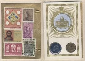 Vatikán 1975-77. 20L, 50L "II.János Pál pápa" ajándék kiadásban, bélyegekkel T:1