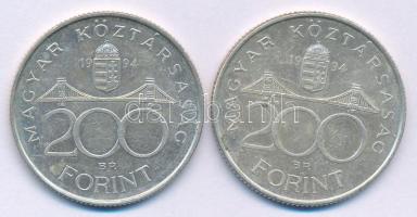 1994. 200Ft Ag "Deák" (2x) T:AU,XF patina, egyiken ph. Adamo F13.1