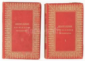 Arany János levelezése író-barátaival. I-II. köt. Bp., 1900, Franklin-Társulat, XIX+(1)+490+(2) p.; 475+(5) p. Kiadói gazdagon aranyozott egészvászon-kötés, az I. kötet hiányzó címlappal, helyeként sérült lapokkal, a II. kötetben 1914-es ajándékozási bejegyzéssel.