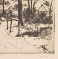 Kovács József (?-?): havazás után. Rézkarc, papír, jelzett, üvegezett fakeretben, 22×20,5 cm