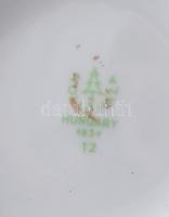 Hollóházi virágmintás váza és bonbonier. Jelzett, kis kopással