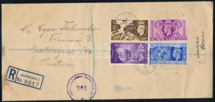 1948 Olimpia sor ajánlott levélen / Mi 237-240 on registered cover