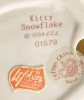 Lefton "Hógolyó" macska figura. Jelzett, hibátlan, m: 8 cm