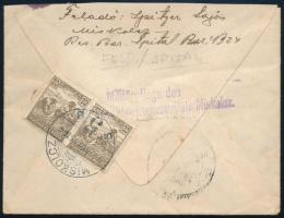~1917 Ajánlott levél Arató 20f párral és tábori bélyegzéssel / Registered cover Militärpflege des ... reservespitals Miskolcz