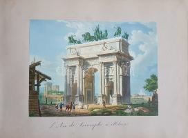 Album 1850-1870 között, Milánó (Piazza del Duomo) gyönyörű kézzel színezett látképével. - Egyedi öss...