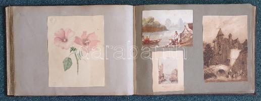 Album 1850-1870 között, Milánó (Piazza del Duomo) gyönyörű kézzel színezett látképével. - Egyedi öss...