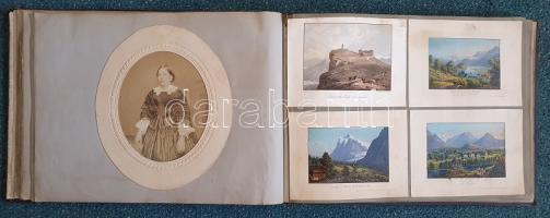 Album 1850-1870 között, Milánó (Piazza del Duomo) gyönyörű kézzel színezett látképével. - Egyedi öss...