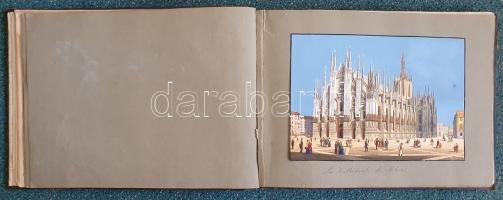 Album 1850-1870 között, Milánó (Piazza del Duomo) gyönyörű kézzel színezett látképével. - Egyedi öss...