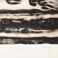 Maurer Dóra (1937-): B 12, 1971. Akvatinta, mezzotinto, papír. Jelzett. 47x25 cm. Paszpartuban. Párd...