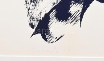 Nádler István (1938-): Nyomok, 1982. Szitanyomat, papír, jelzett. Jelzett. Számozott: 3/30. 49x68,5 ...