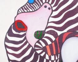 ef.Zámbó (efZámbó) István (1950-): Vasarely maszk, 2008-2022. Egyedi beavatkozású print (Ebp), merít...