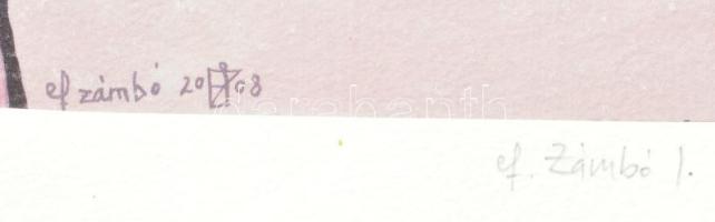 ef.Zámbó (efZámbó) István (1950-): Vasarely maszk, 2008-2022. Egyedi beavatkozású print (Ebp), merít...