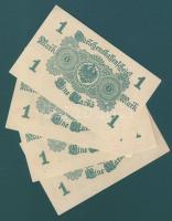 Német Birodalom / Császárság 1914. 1M (4x) alapnyomat nélküli, világoszöld nyomatú variáns piros pec...