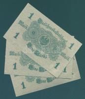 Német Birodalom / Császárság 1914. 1M (3x) alapnyomatos variáns piros pecséttel, egymás utáni sorszá...