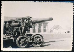 II. világháborús ágyú, fotó, 6×9 cm