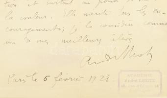 André Lhote (1885-1962) francia kubista festőművész autográf igazolása Bruckner Valéria (1900-1992) ...