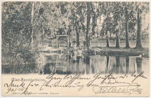 1905 Alsószombatfalva, Alsó-Szombatfalva, Sambata de Jos; csónakázó tó. Helios fényképészeti műterem / lake, rowing boat (EB)