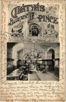 1906 Budapest V. Mátyás Pince belső: A bor és dal csak vigasztal. Eskü tér 6., Klösz György Art Nouveau, floral (fl)