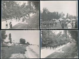 1935 Cserkészek felvonulása, cserkésztábor, 4 db fotó, 8×10 és 8×8 cm