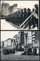 cca 1940-1950 Katonai ünnepségek a Vérmezőn és a Baross téren, 2 db fotó Tiszavölgyi József pecsétjével, 9×12 cm