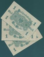 Német Birodalom / Császárság 1914. 1M (3x) alapnyomatos variáns piros pecséttel, egymás utáni sorszá...