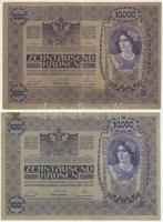 1918. 10.000K piros "MAGYARORSZÁG" felülbélyegzéssel, "1006 76601" egyik oldala ...