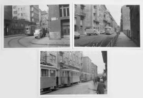 1970-1980 Budapest, villamosok a Visegrádi és Kresz Géza utcában, 3 db nem publikált, későbbi nagyítás, 10×15 cm