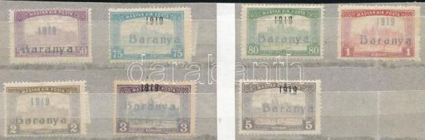 Baranya I. 1919 23 klf bélyeg vegyes minőségben, Bodor vizsgálójellel (24.000)