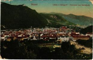 1917 Brassó, Kronstadt, Brasov; Látkép a várhegyről. Vasúti levelezőlapárusítás 23-1916 / Panoramama vom Schlossberg / view from cetatea (EK)