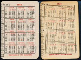 1962, 1965 TOTÓ-LOTTÓ kártyanaptárak, 2 db