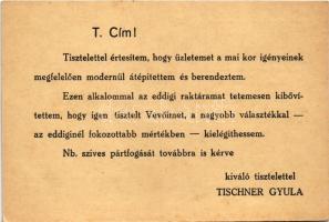 Tischner Gyula vegyeskereskedése reklámlapja, Adony Fő utcca / Hungarian shop advertisement