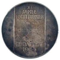 1914. "XI. Hadsereg Vívótornája Budapest 1914" peremen jelzett Ag emlékérem. Szign.: O. Th...