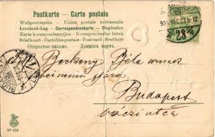 1903 Boldog Karácsonyt! Gyerekek krampusz figurával / Christmas greeting art postcard, children with...