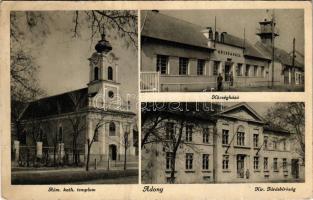 1940 Adony, Római katolikus templom, községháza, Kir. Járásbíróság (gyűrődések / creases)