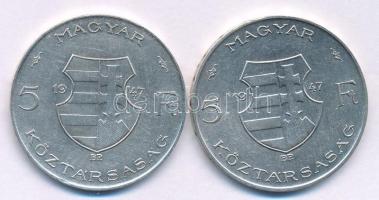 1947. 5Ft Ag "Kossuth" (2x) T:AU,XF ph
Adamo F8.1.1