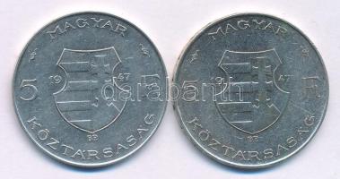 1947. 5Ft Ag "Kossuth" (2x) T:XF,VF ph
Adamo F8.1.1