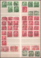 1921-1932 154 klf bélyegzés Madonnás bélyegeken, közte párok 4 db A/4 berakólapon