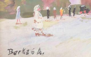 Berkes A jelzéssel: Nagyváros. Olaj, karton. Üvegezett fakeretben, 23,5x30,5 cm