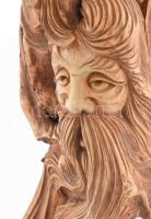 Gyertyatartó, plasztikus Neptun (?) ábrázolással, faragott fa, m: 59 cm