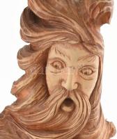 Gyertyatartó, plasztikus Neptun (?) ábrázolással, faragott fa, m: 59 cm
