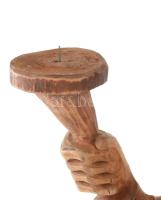 Gyertyatartó, plasztikus Neptun (?) ábrázolással, faragott fa, m: 59 cm