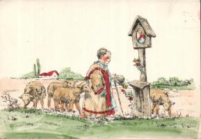 Hungarian shepherd praying