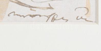 Márffy Ödön (1878-1959): Akt vázlat, nyomat, papír, paszpartuban, 26×21 cm