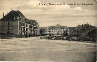 1909 Lőcse, Leutschau, Levoca; Törvényszék, állami reáliskola felső leány iskola. Feitzinger Ede No. 946. L. / schools, court (Rb)