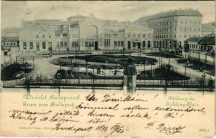 1899 (Vorläufer) Budapest VIII. Rákóczi tér, sörcsarnok, Blau Manó, Friedmann Adolf üzlete, piac épület (EK)