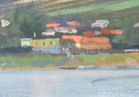 Ősz Dénes (1915-1980): Dobogókő (Dunapart), 1950-es évek. Olaj, vászon, jelezve jobbra lent. Hátolda...