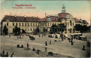 1906 Nagybecskerek, Zrenjanin, Veliki Beckerek; Vármegyeház, piac / county hall, market (EK)