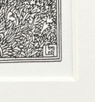 Kozma Lajos (1884-1948): Gondolkodó. Nyomat, papír, jelzett a cinkográfián, paszpartuban, 19×16 cm